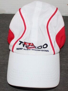 Headsweats Sprint Hat White Red The 100 Mind Over Mountain NWT OSFM Running Cap